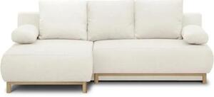 Divano angolare sinistro - 3 posti - MIKA - Tessuto bouclé color ecru - Contenitore - 192 x 84 x 93 cm