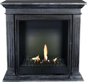 Caminetto a etanolo Xaralyn - Cadiz BCL-SBP - pietra naturale nera levigata - riscaldamento a 3 kW - caminetto da incasso incluso - caminetto decorativo