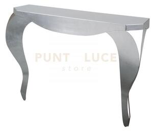 Consolle dal design armonico chippendale argento in ferro 100x30x80cmh