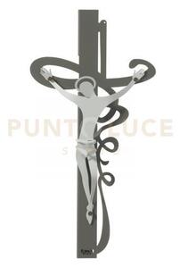 Arte sacra in ferro crocifisso piccolo da parete ricciolo fango e a