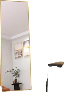 Specchio a figura intera, vetro temperato, telaio in lega di alluminio, 162x53 cm