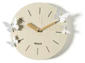 Orologio con farfalle battito d'ali crema,bianco marmo