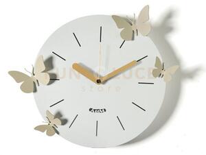 Orologio con farfalle battito d'ali cenere,crema