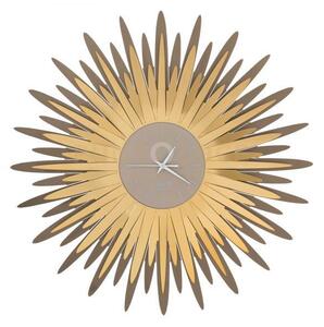 Orologio da parete a forma di ampia raggiera sting bronzo e oro tra