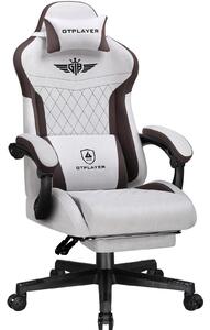 Sedia da gioco GTPLAYER, sedia da gioco ergonomica in tessuto con supporto lombare, sedia per PC con schienale allargato, portata fino a 150 kg, marrone
