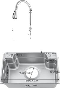 Grande lavabo singolo, design multifunzionale, installazione flessibile, grigio chiaro