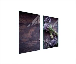 Piastre copri fornelli 2 pezzi 75x52 Copri piano cottura in Vetroceramica tagliere in vetro legno lavanda