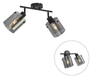 Faretto da soffitto di design nero con vetro fumé 2 luci - Domo