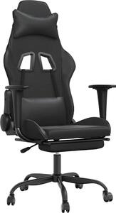 Sedia da gaming vidaXL con funzione massaggio e poggiapiedi, in Pelle finta nera