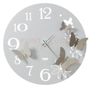 Orologio da parete particolare butterfly flowers grande bianco marm