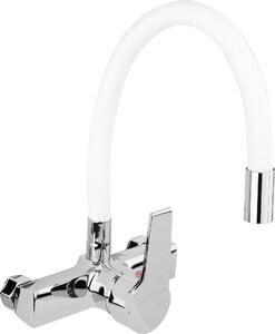 Rubinetto da cucina, rubinetto flessibile da parete, bianco, rubinetto per acqua, rubinetto per lavello, miscelatore