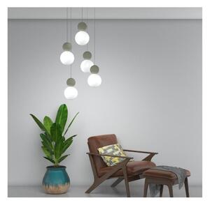 COTTAGE SOSPENSIONE 5 LUCI ROTONDA DIFFUSORI A SFERA IN VETRO E METALLO 3 COLORI LAMPADINE G9