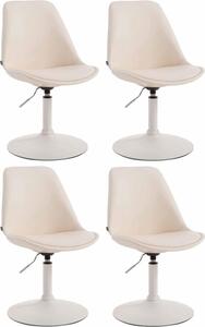 Set di 4 sedie da pranzo in Pelle finta - sedie - design moderno, seduta confortevole. Colore: crema | colore base: bianco
