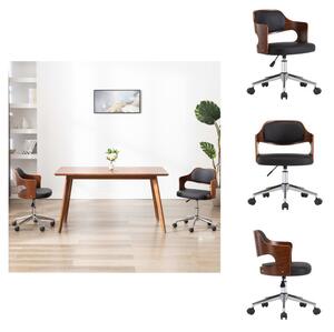 VidaXL Sedia da ufficio girevole in legno curvato nero e Pelle finta - Sedie da ufficio