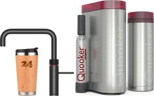 "QUOOKER FUSION SQUARE beccuccio fisso nero VAQ PRO3 con CUBO 2 (3FSBLKCUBE)" Rubinetto per acqua bollente a 100°C con sistema di acqua potabile Inclusa termo tazza