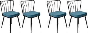 Skye Decor, Yldz-952 V4, Set di sedie (4 pezzi), blu, 100% METALLO, 43 x 42 x 82 cm
