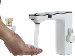 Rubinetto per lavabo, da incasso, in ottone, stile contemporaneo, bianco