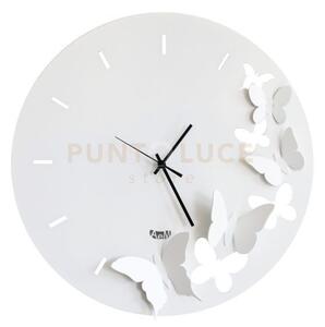 Orologio da parete minimal con farfalle butterfly spring bianco in 
