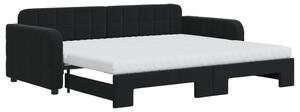 Divano Letto Estraibile con Materassi Nero 90x200 cm Velluto