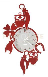 Orologio da parete di design portafortuna good luck rosso e bianco 