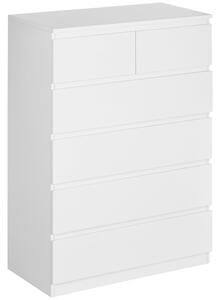 HOMCOM Cassettiera 6 Cassetti con Design Antiribaltamento, in Truciolato, 80x39x115 cm, Bianco|Aosom