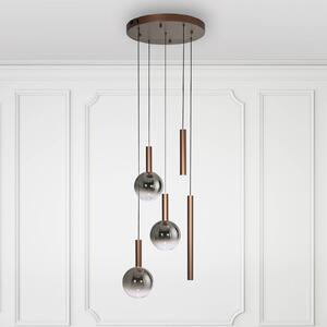 Paul Neuhaus lampada LED a sospensione Bowl, Ø 54 cm, marrone/grigio dimmerabile, Marrone / Ruggine, Soggiorno / Sala da pranzo, Vetro, Moderno