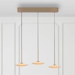 Paul Neuhaus Lampada a sospensione LED Elipsa, 3 luci, bianco/bronzo dimmerabile, Bronzo / Ottone antico, Soggiorno / Sala da pranzo, Vetro