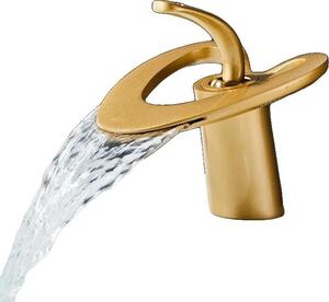 Rubinetto per lavabo, da incasso, design contemporaneo, oro spazzolato