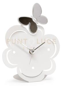 Orologio farfallina decorato bianco in ferro 13x17cmh