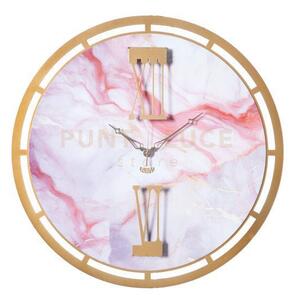 Orologio effetto marmo pregiato mood oro laccato e marmo rosa in fe