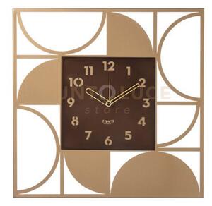 Orologio glam oro laccato ,caramello industrial in ferro 50x50hcm