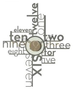 Orologio lettering fango e avorio in ferro 54x66cmh