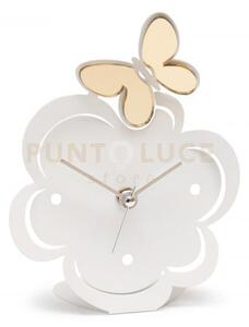 Orologio farfallina decorato bianco in ferro 13x17cmh