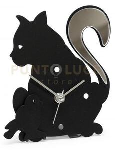 Orologio kat decorato nero in ferro e polimetilmetacrilato specchai