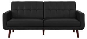 Divano nero allungabile con rivestimento in finta pelle 200 cm Nola – Støraa