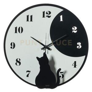 Orologio moon whiskers nero e bianco marmo