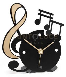 Orologio musica decorato nero in ferro 13,5x15,5cmh
