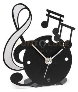 Orologio musica decorato nero in ferro 13,5x15,5cmh