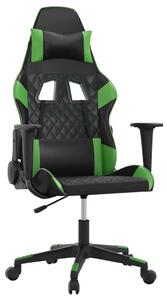 Sedia da Gaming Massaggiante Nero e Verde in Pelle finta