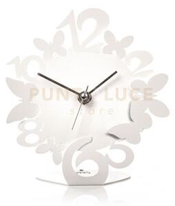 Orologio sciame farfalline bianco in ferro 14x15cmh