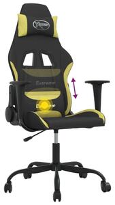 Sedia da gaming vidaXL con funzione massaggio, tessuto nero e verde chiaro