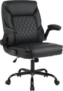 Sedia ergonomica per ufficio - sedia per ufficio - elevato comfort di seduta, Pelle finta - nera, regolabile