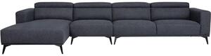 Divano ad angolo componibile - 4 posti - LEONIE - Tessuto nero - Schienali regolabili - 357 x 175 x 75 cm