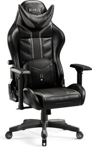 Diablo X- Ray Gaming Armchair Poltrona da ufficio 4D Braccioli Design ergonomico Similcuoio Perforazione Funzione dondolo Dimensioni normali Nero-Grigio