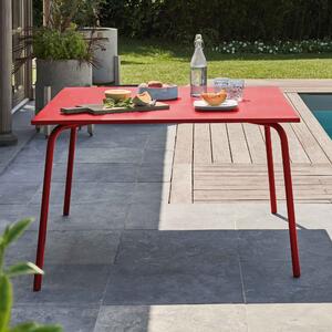 Tavolo Da Giardino Rotondo Oviala Palavas - Acciaio Rosso 120 Cm, Adatto Per Esterni