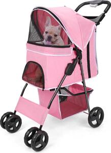 Trasportino per animali, tessuto traspirante, ruote piroettanti universali, rosa