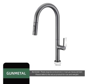 Rubinetto da cucina color canna di fucile, con doccetta estraibile, in ottone , 1204-GM