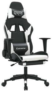 Sedia da gaming vidaXL con funzione massaggio e poggiapiedi, in Pelle finta bianca e nera