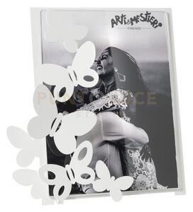Cornice Portafoto 20x25 cm in Legno Bianco Verticale da Parete con Pannello MDF Vetro Crilex Foto Quadri Decorazioni Regalo