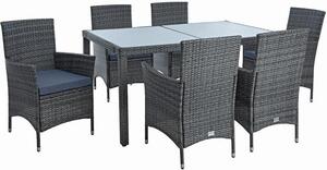 Gruppo di sedute in Poly-Rattan Gruppo da pranzo Set di mobili da giardino 6 per. Set da giardino grigio antracite